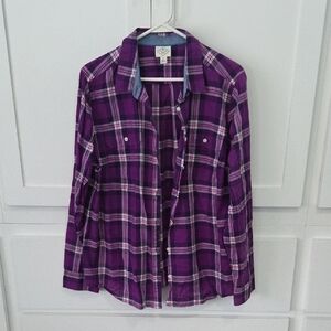 St. John's Bay Purple Plaid Shirt